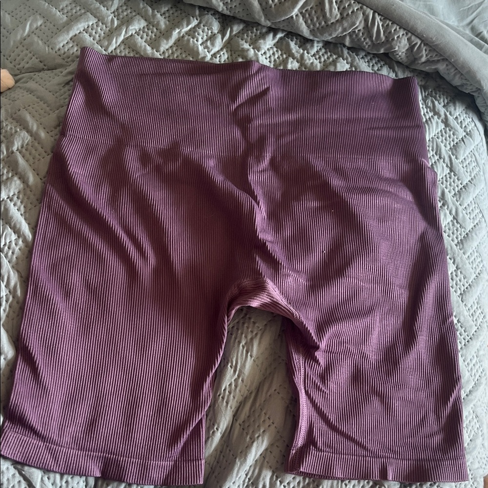 Ribbed Purple Bike Shorts